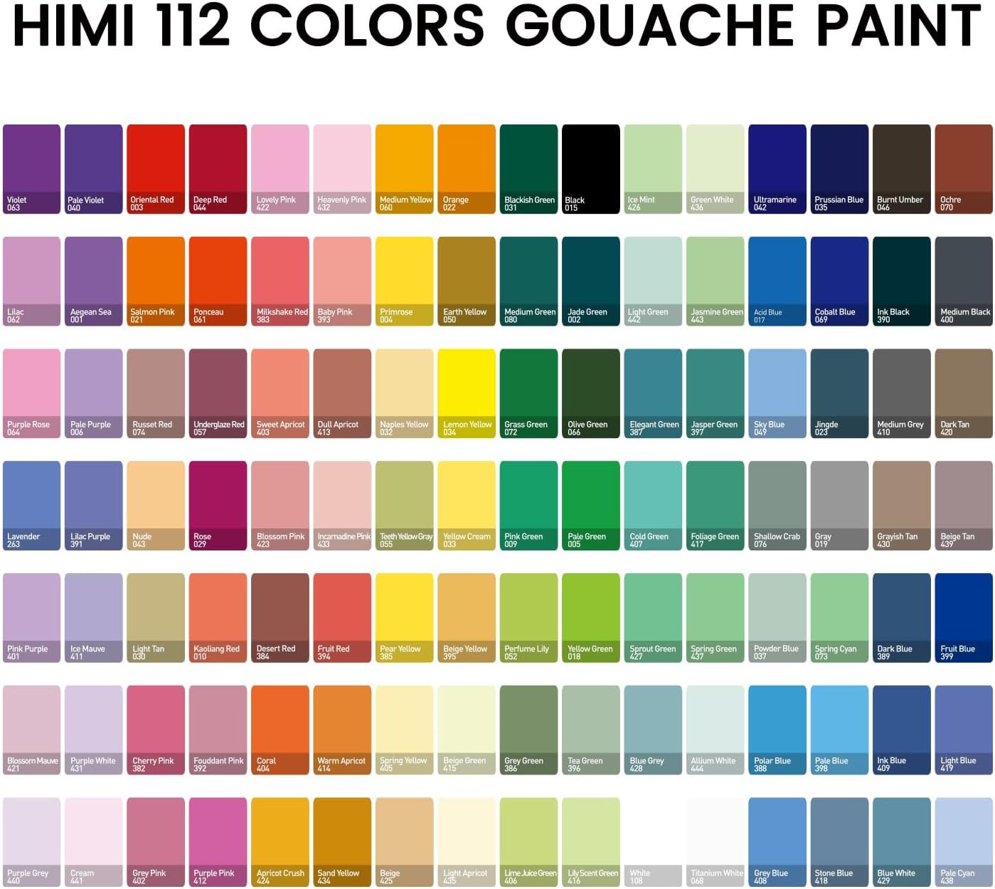 HIMI Twin Cup Jelly Gouache Paint Set, 112 Colors 12g, Jelly Cup Design, Gouache Paint Non Toxic for Canvas and Paper, Art Supplies for Professionals and Beginner (White Case) - Image 7