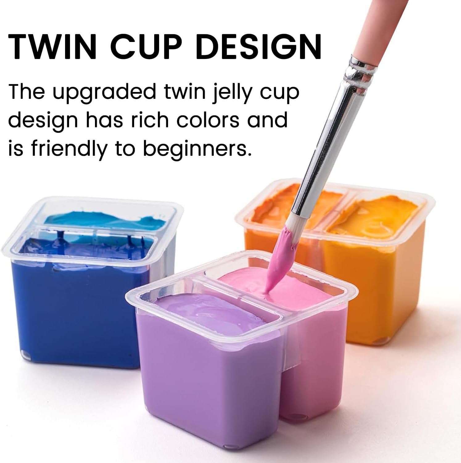 HIMI Twin Cup Jelly Gouache Paint Set, 112 Colors 12g, Jelly Cup Design, Gouache Paint Non Toxic for Canvas and Paper, Art Supplies for Professionals and Beginner (White Case) - Image 3